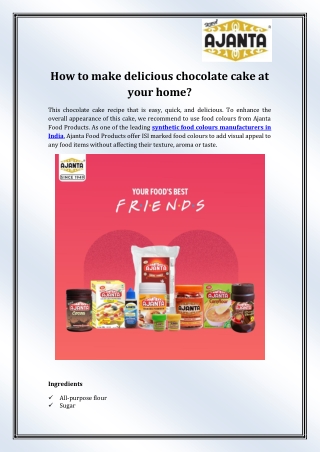 Synthetic Food Colours Manufacturers In India