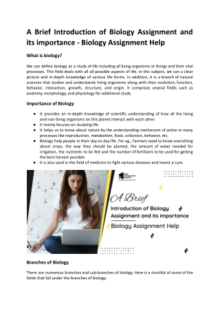 A Brief Introduction of Biology Assignment and its importance - Biology Assignment Help