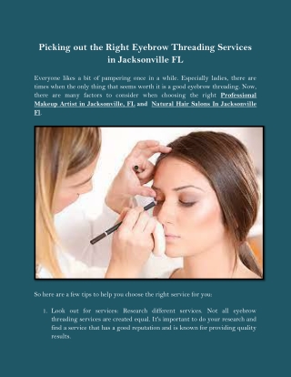 Picking out the Right Eyebrow Threading Services in Jacksonville FL