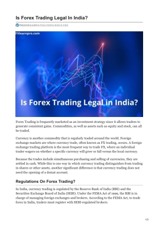 fxlearnpro.com-Is Forex Trading Legal In India