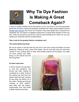 Create Dazzling and Bold Look With Tie-dye Tops Women