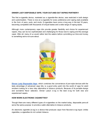 Ravenroute; DINNER LADY DISPOSABLE VAPE; YOUR OUT-AND-OUT VAPING PARTNER!!!