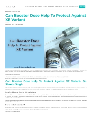 Can Booster Dose Help to Proctect Against XE Varient