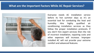 What are the Important Factors While AC Repair Services