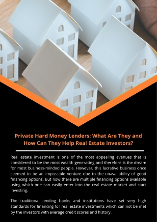 Private Hard Money Lenders What Are They and How Can They Help Real Estate Investors for sale