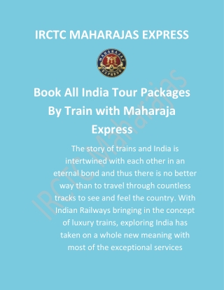 Book All India Tour Packages By Train with Maharaja Express