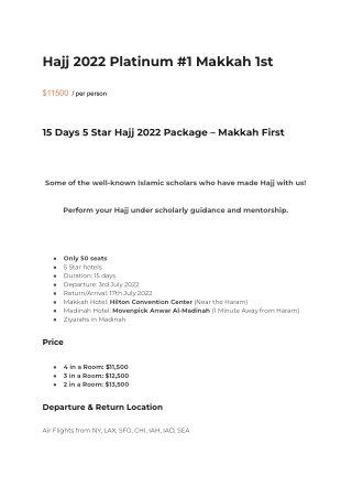 US Hajj 2022 Platinum #1 Makkah