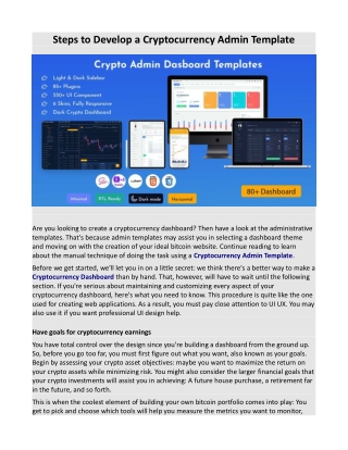 Steps to Develop a Cryptocurrency Admin Template