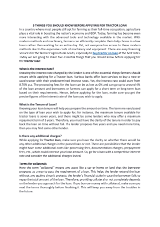 5 THINGS YOU SHOULD KNOW BEFORE APPLYING FOR TRACTOR LOAN