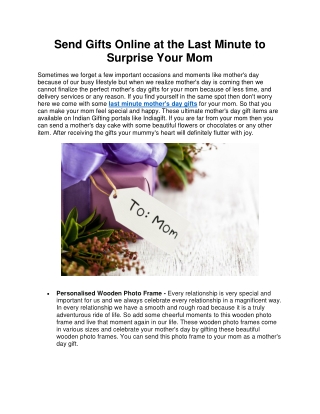 Send Gifts Online at the Last Minute to Surprise Your Mom