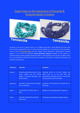 Expert View on the Importance of Tanzanite & Turquoise Beads in Jewelry