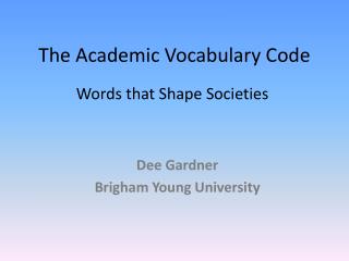The Academic Vocabulary Code