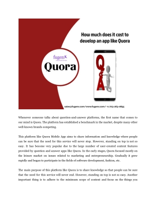 How much does it cost to develop an app like Quora