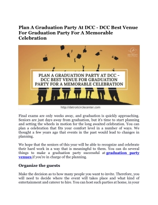 Plan a graduation party at DCC