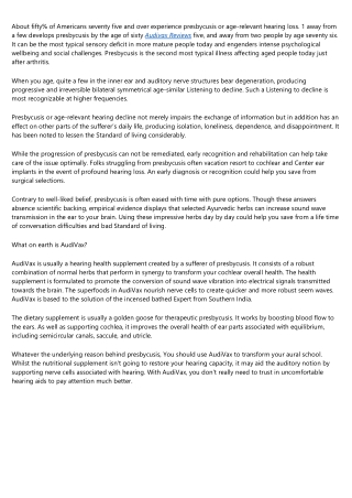 What’s Within AudiVax: Substances That Get the job done or Faux Rip-off Not Wort