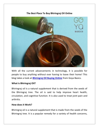 The Best Place To Buy Bhiringraj Oil Online