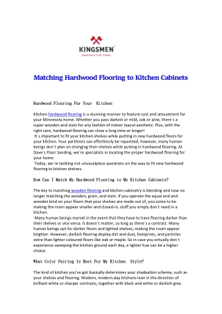 Matching Hardwood Flooring to Kitchen Cabinets