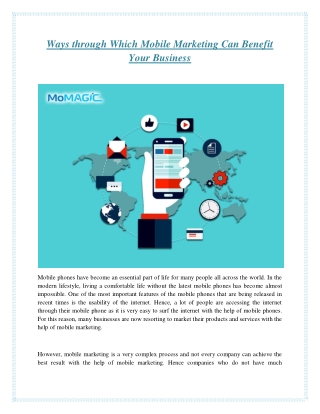 Ways through Which Mobile Marketing Can Benefit Your Business