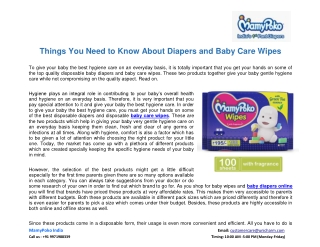 Things You Need to Know About Diapers and Baby Care Wipes