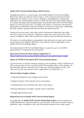 Big Boom in Small Cell 5G Network Market Report 2022, Scope and Price Analysis o