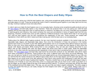 How to Pick the Best Diapers and Baby Wipes