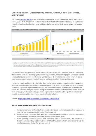 Citric Acid Market