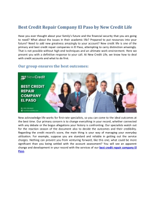 Best Credit Repair Company El Paso by New Credit Life