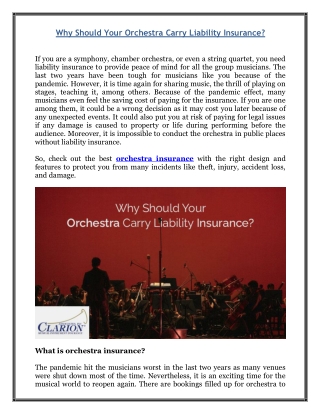 Why Should Your Orchestra Carry Liability Insurance?