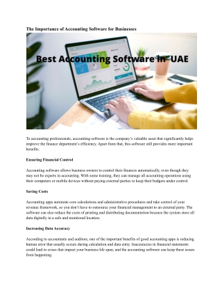 Best Accounting Software in  UAE