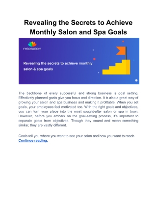 Revealing the Secrets to Achieve Monthly Salon and Spa Goals