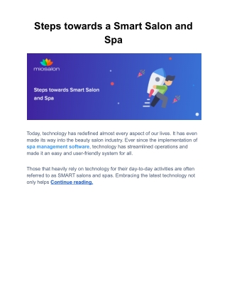 Steps towards a Smart Salon and Spa