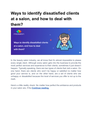 Ways to identify dissatisfied clients at a salon, and how to deal with them