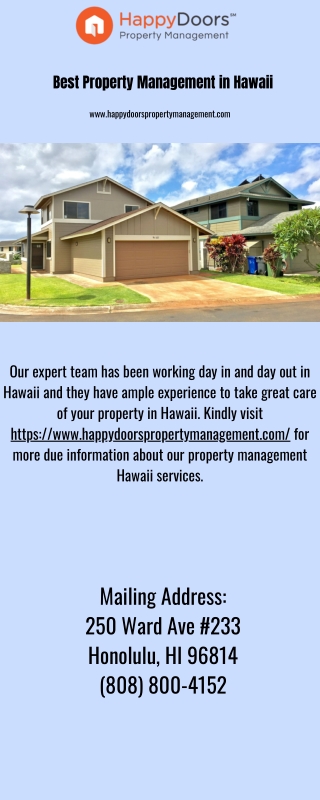 Best Property Management in Hawaii - www.happydoorspropertymanagement.com