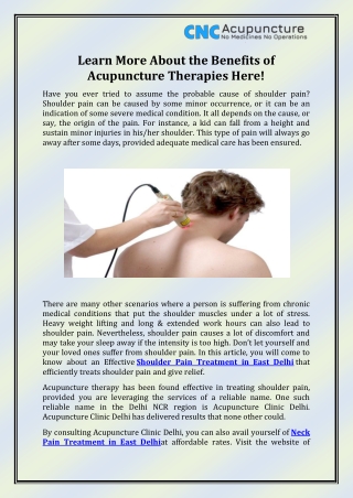 Shoulder Pain Treatment in East Delhi