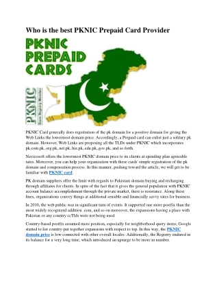 Who is the best PKNIC Prepaid Card Provider