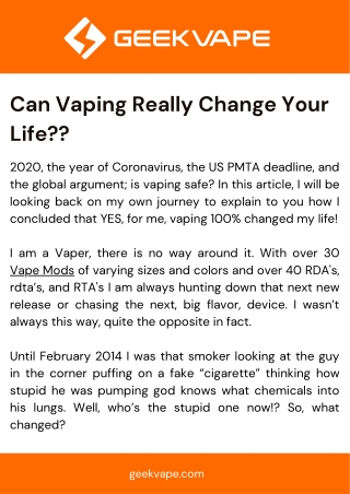 Can vaping really change your life