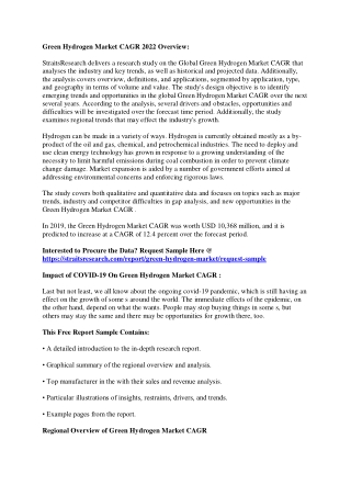 Latest Comprehensive Green Hydrogen Market CAGR Trends, Size, Opportunities, Sal