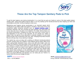 These Are the Top Tampon Sanitary Pads to Pick