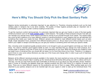 Here’s Why You Should Only Pick the Best Sanitary Pads