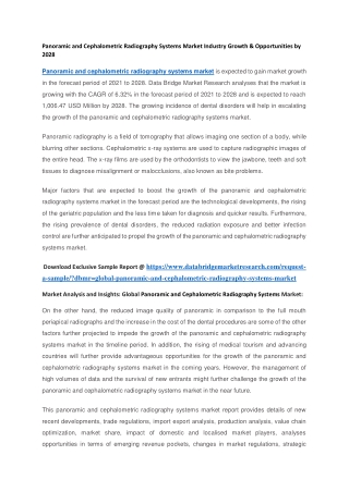 Panoramic and Cephalometric Radiography Systems Market Industry Growth & Opportunities by 2028