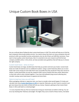 Unique Custom Book Boxes in USA