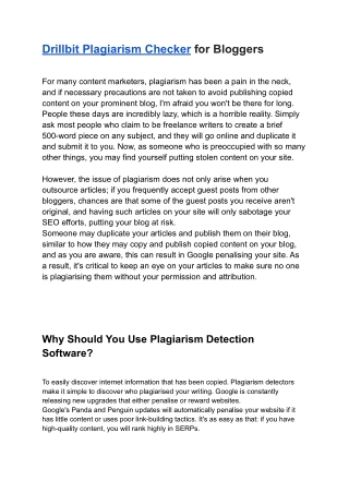 Drillbit Plagiarism Checker for Bloggers