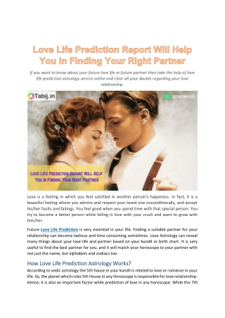 Love Life Prediction Report Will Help You in Finding Your Right Partner-converted