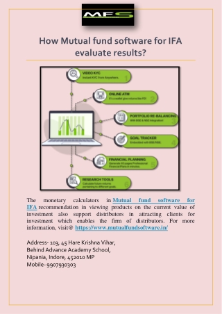 How Mutual fund software for IFA evaluate results