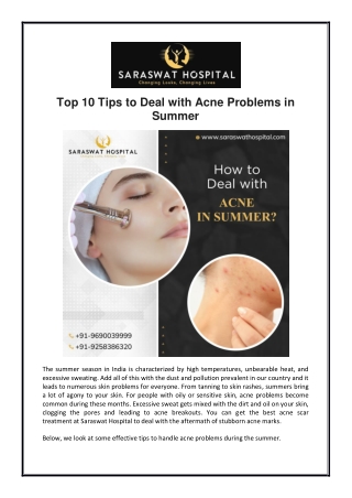 Top 10 Tips to Deal with Acne Problems in Summer