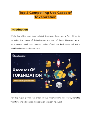 Top 5 Compelling Use Cases of Tokenization