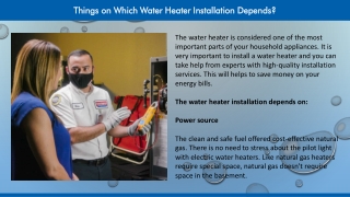 Things on Which Water Heater Installation Depends