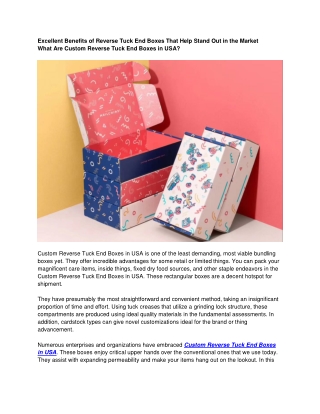 Reverse Tuck End Boxes