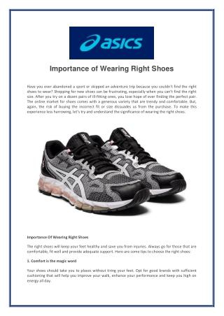 Importance of Wearing Right Shoes