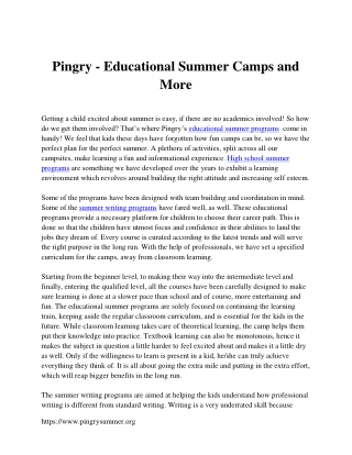 Pingry - Educational Summer Camps and More.PDF